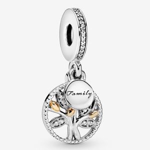 Retired Pandora 14k 585 Gold & Silver Family Tree Dangle Charm